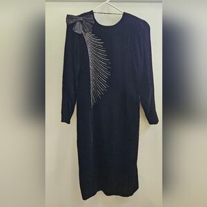 Elegant Vintage Black Dress with Rhinestone Detail